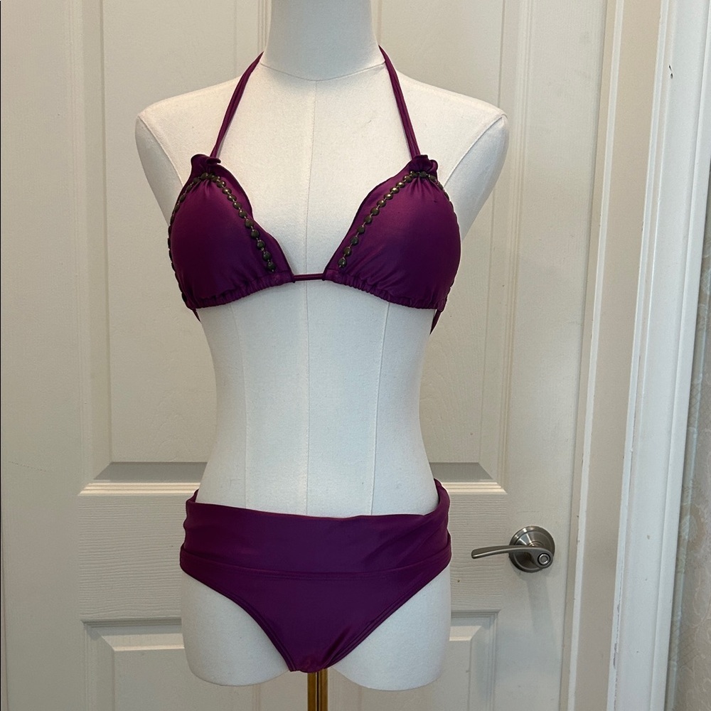 Chic Purple Halter Bikini Top Small